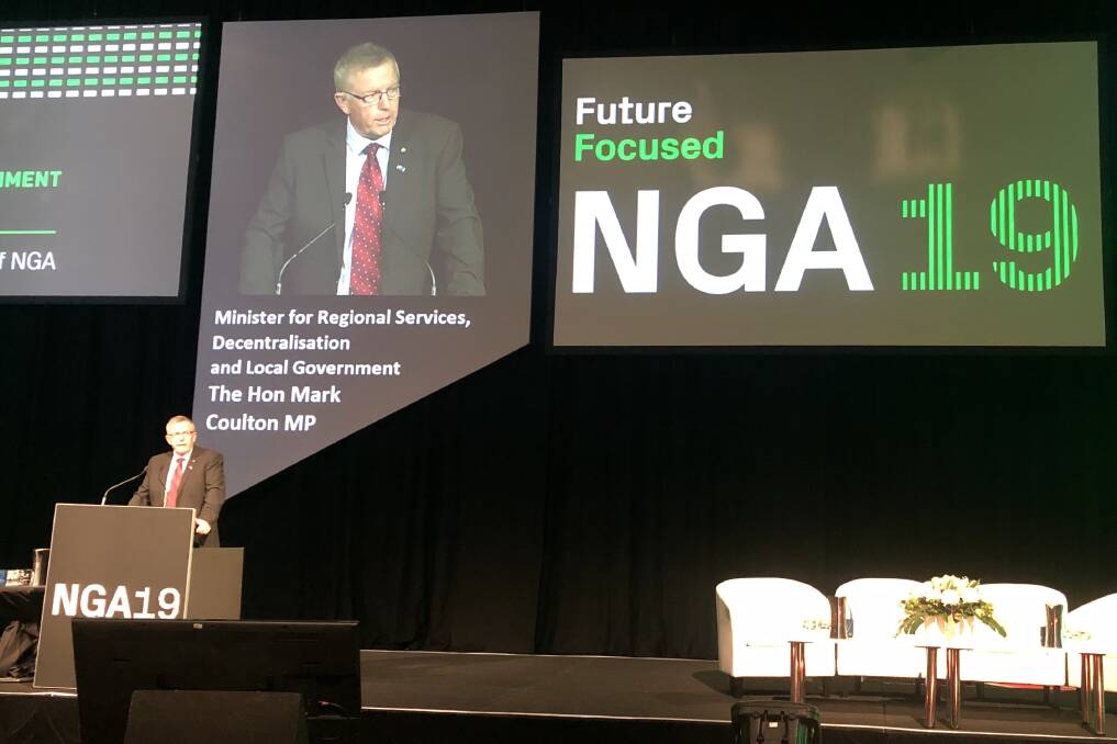 The Hon Mark Coulton (Minister for Regional Services, Decentralisation and Local Government, and Assistant Trade and Investment Minister) delivering the keynote speech at the Australian Local Government National General Assembly.