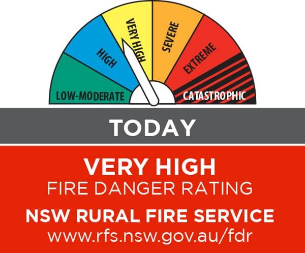 A Very High Fire Danger Rating is in place today across the Lower Central West Plains. Image: NSW RFS.