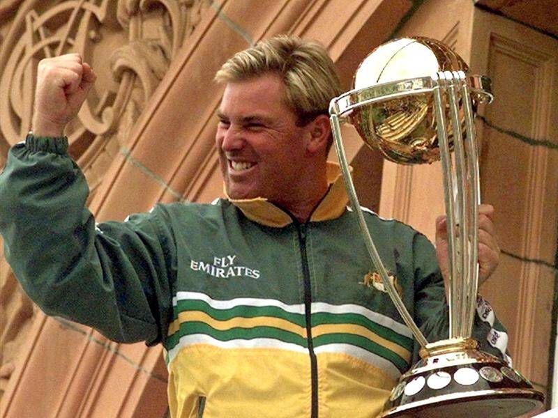 Shane Warne holding the 1999 World Cup after spinning Australia to victory in the Lord's final.