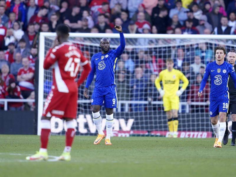 Chelsea's Romelu Lukaku was triumphant after netting in the FA Cup win at Middlesbrough.