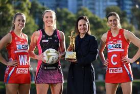 Netball Australia CEO Kelly Ryan (second from right) has announced a new player pay deal. (James Ross/AAP PHOTOS)