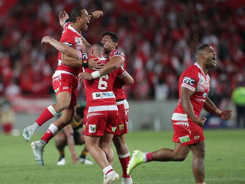 Tonga have stunned Australia 16-12 in a Test at Eden Park, a week after upsetting Great Britain.
