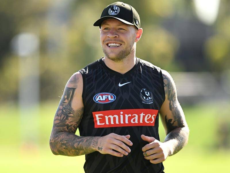 Jordan De Goey returned to Collingwood training following his assault allegations in the US.
