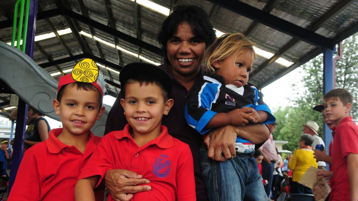 GRANDPARENTS DAY AT DUBBO PUBLIC: Mekhi Kelly, Matari Kelly, Tracey Ah-see and Slater Peters.  Photo: LOUISE DONGES