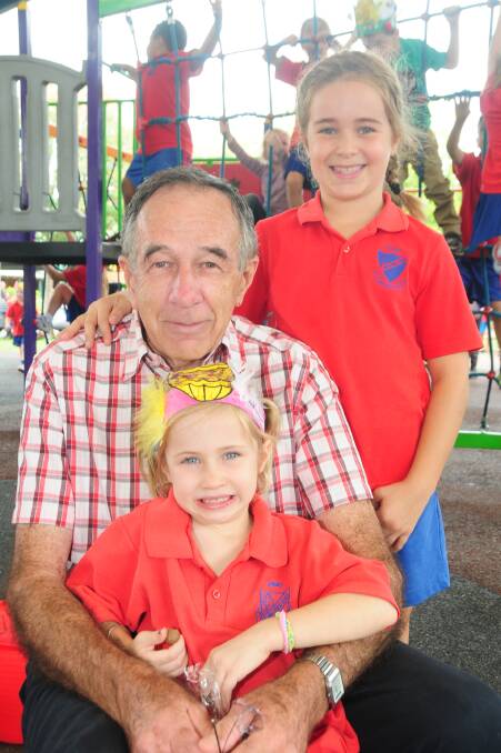 GRANDPARENTS DAY AT DUBBO PUBLIC: Gemma Coote, Brian Snape and Hannah Coote. Photo: LOUISE DONGES