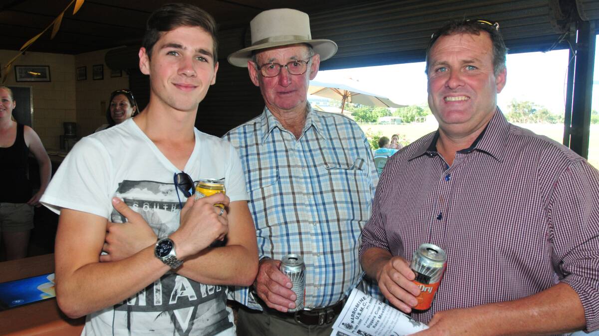 NARROMINE DIGGERS CUP: Jake Hull, Barry Grills and Damien Sutton. Photo LOUISE DONGES