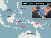 Close to its own territory, China's military power is fearfully hot. But it can't project much strength into the central or south Pacific. Inset: Solomon Islands Foreign Minister Jeremiah Manele and Chinese counterpart Wang Yi in Beijing in 2019. Picture: AAP