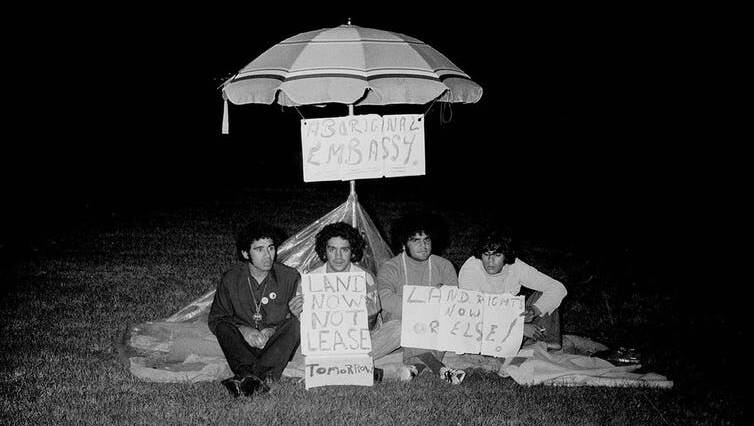 The establishment of the Aboriginal Tent Embassy on Australia Day in 1972. Picture: National Museum Australia