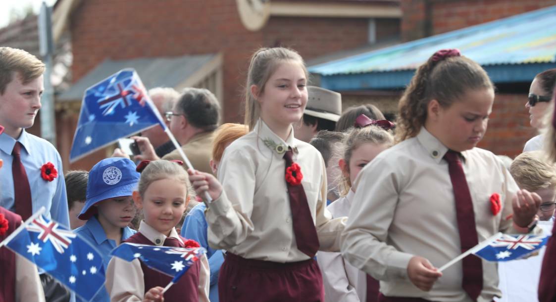 TAKING PART: Students marching in Bathurst on Anzac Day.