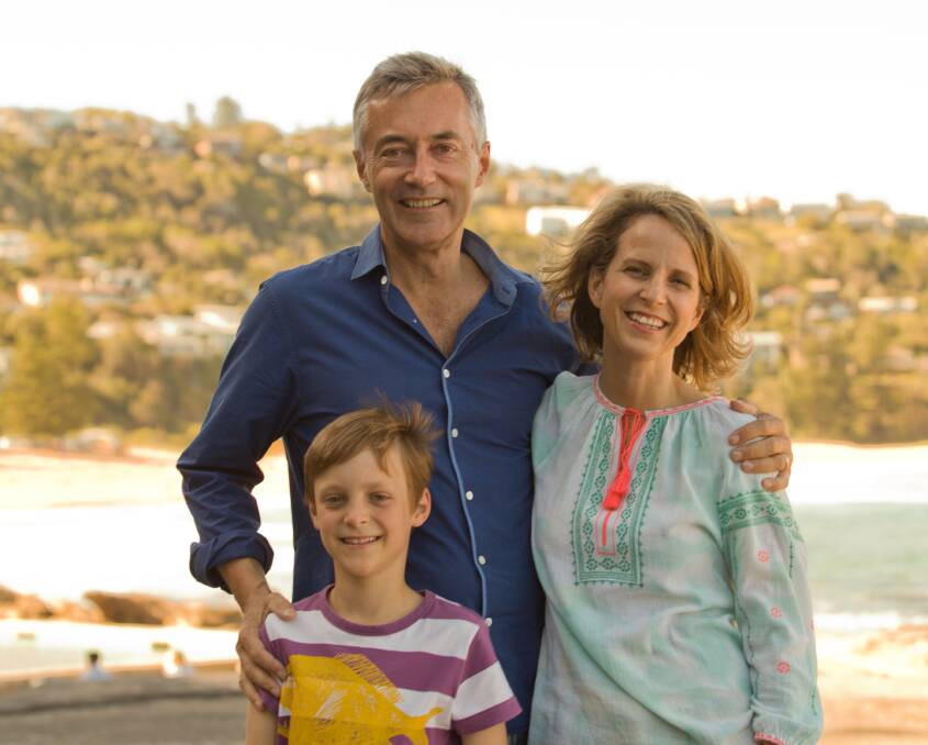 Frederic Veniere, Sarah Turnbull and their son Oliver at Whale Beach. Picture: Steve Murray